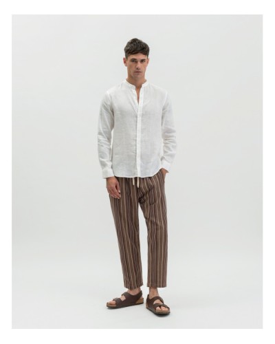 Mandarin Collar Linen Shirt