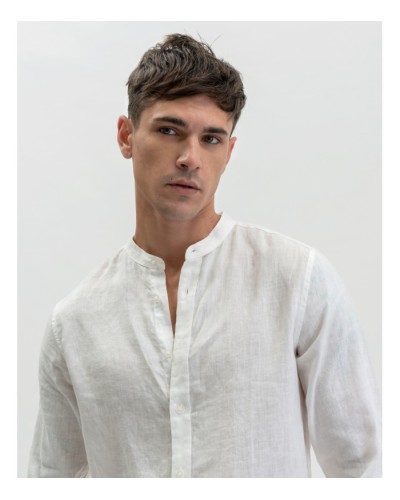 Mandarin Collar Linen Shirt