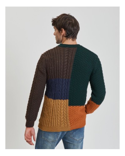 Clour block cable knit sweater