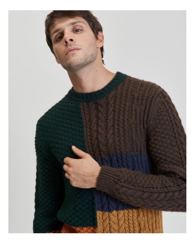 Maglione a trecce multicolor