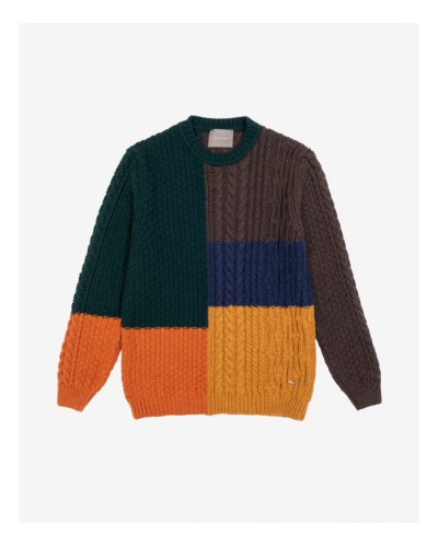 Clour block cable knit sweater