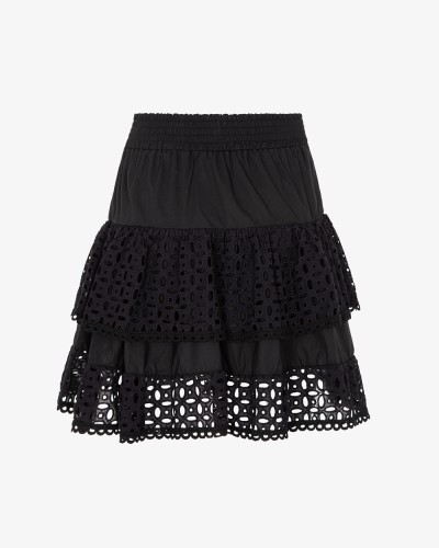 Short skirt in poplin and broderie anglaise