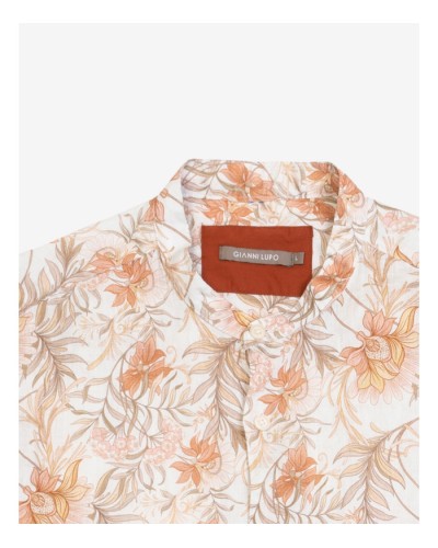 Floral patterned mandarin collar shirt
