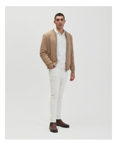 Regular fit chinos in velvet fabric