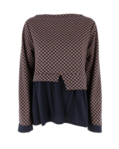 Sweater in soft jacquard fabric and cotton poplin