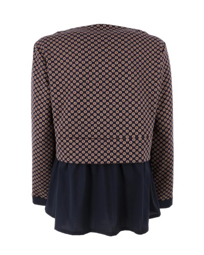 Sweater in soft jacquard fabric and cotton poplin