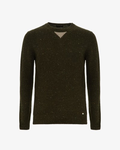 BUTTONED WOOL CREWNECK SWEATER