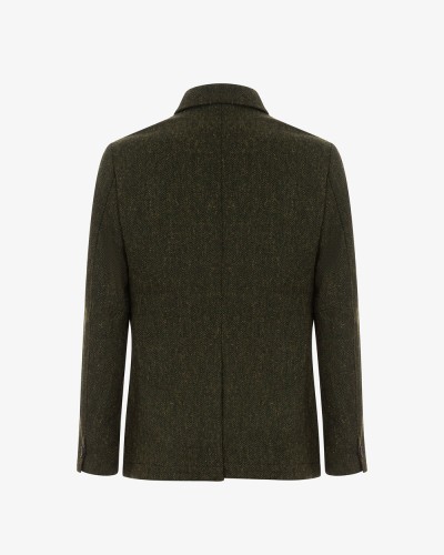 HERRINGBONE SHIRT COLLAR TWEED BLAZER